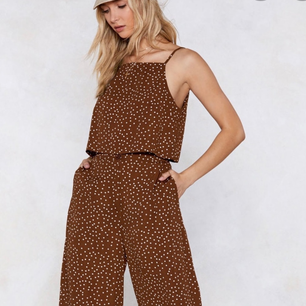 Nasty Gal Polka Dot Crop Top & Culottes Set Size 6